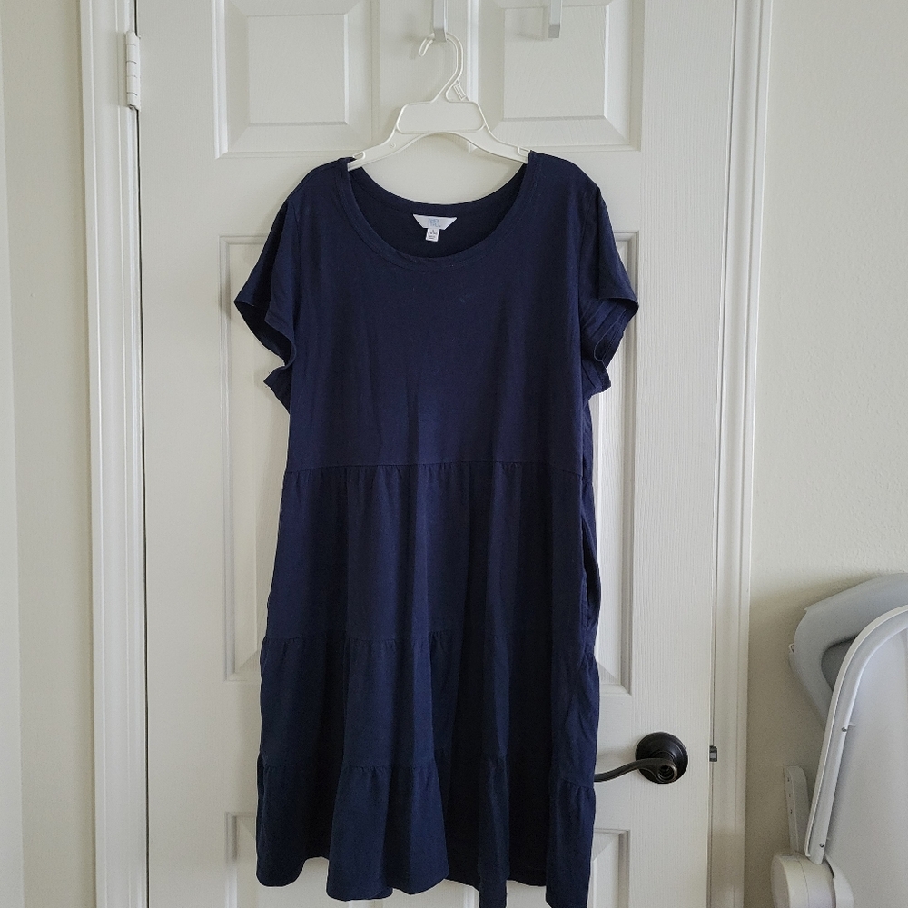 Time and Tru 3-tiered Navy Dress